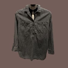 Madewell Women's Gray Washed Button-Up Cotton Pullover Top Size S