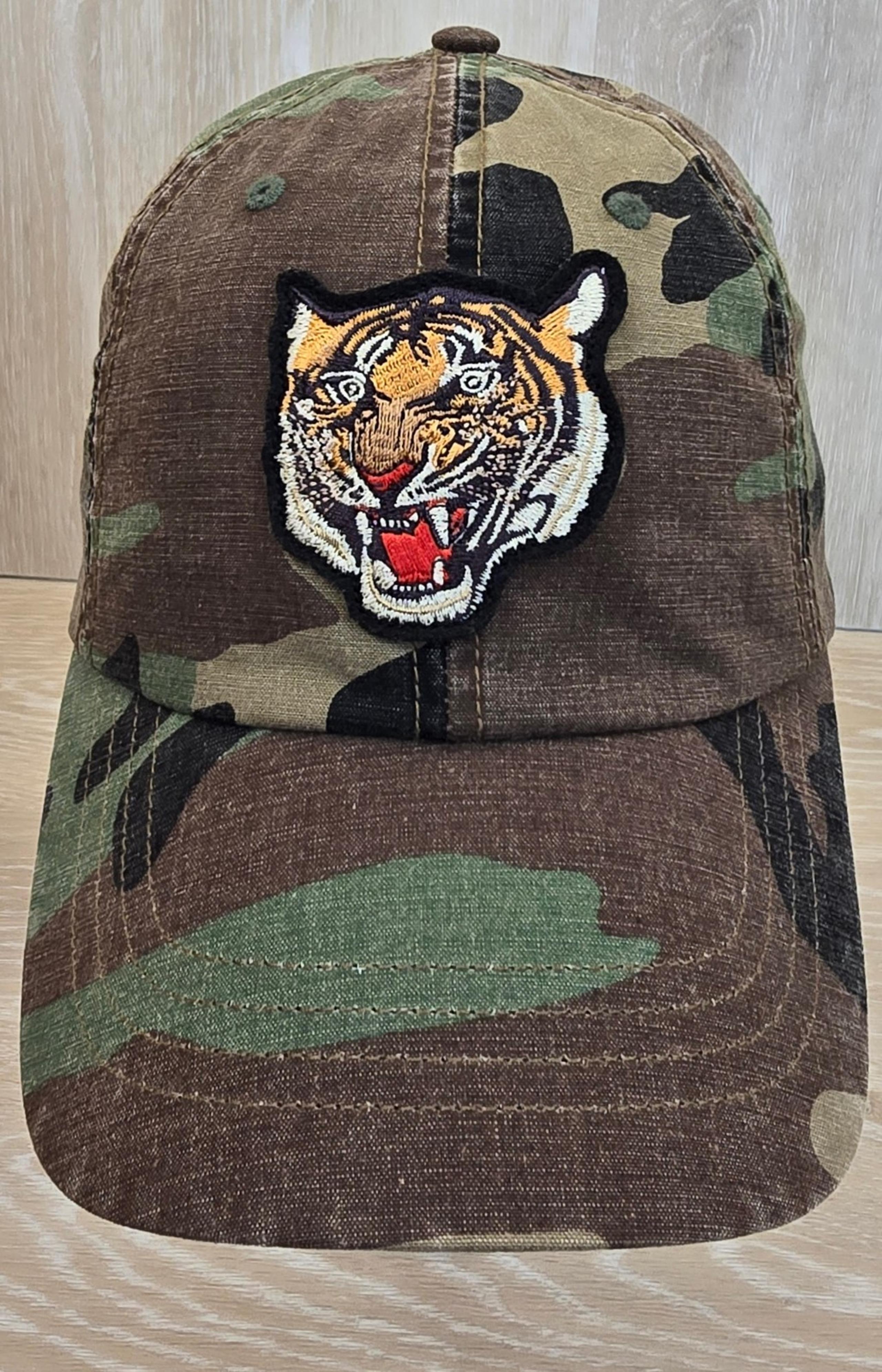 Polo Ralph Lauren Men's Camo Canvas Baseball Cap Hat Tiger Patch Limited Edition