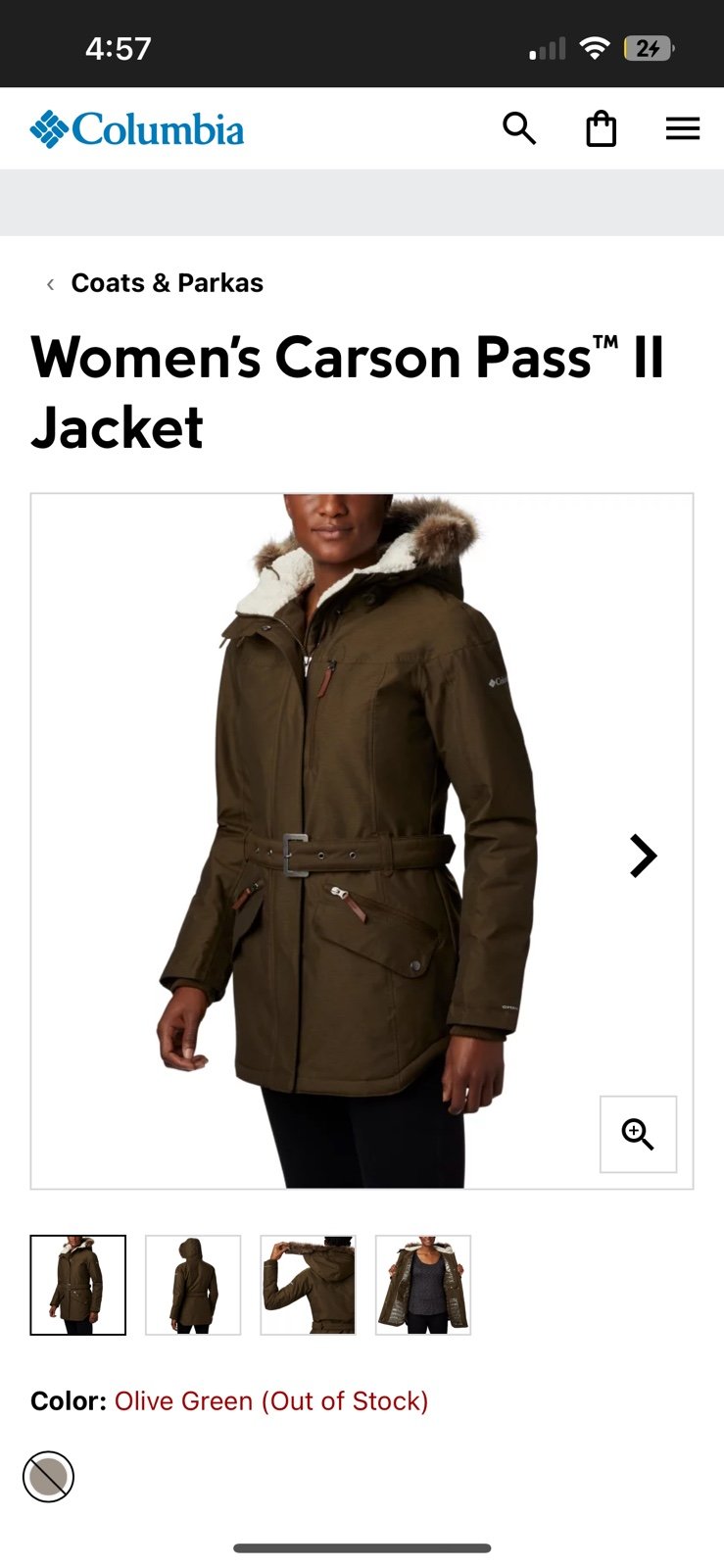 NWT Columbia Carson Pass II Jacket Womens Size Medium Olive Green