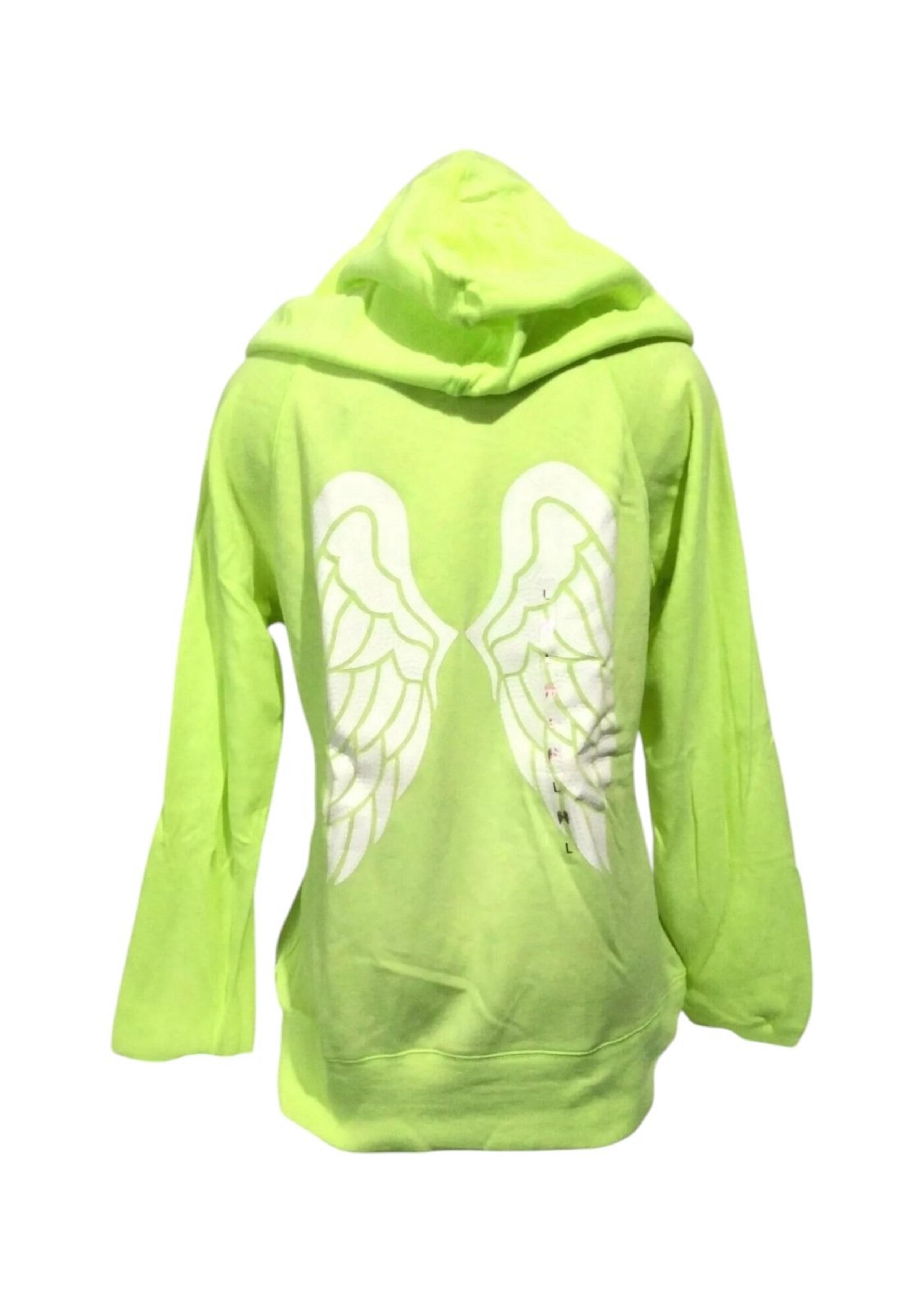 RARE Victoria’s Secret Supermodel NEON Sequins Bling Angel Wings Zip Up Hoodie L