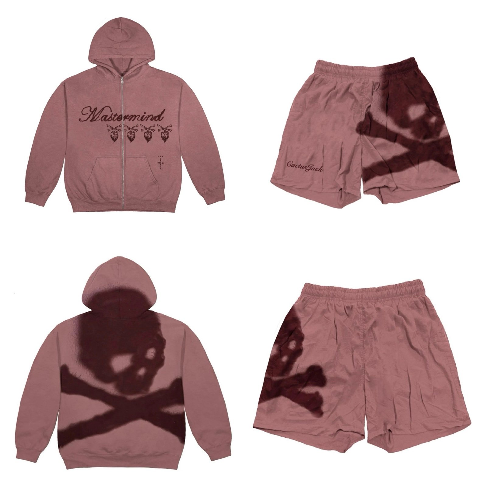 The Travis Scott Cactus Jack For Mastermind Skull Collection in Washed Red