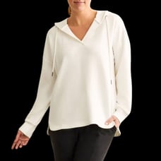 NWT Tribal Women's Soft Cream Plus Sz XXL Hooded Dolman Long Sleeve Scuba Tunic