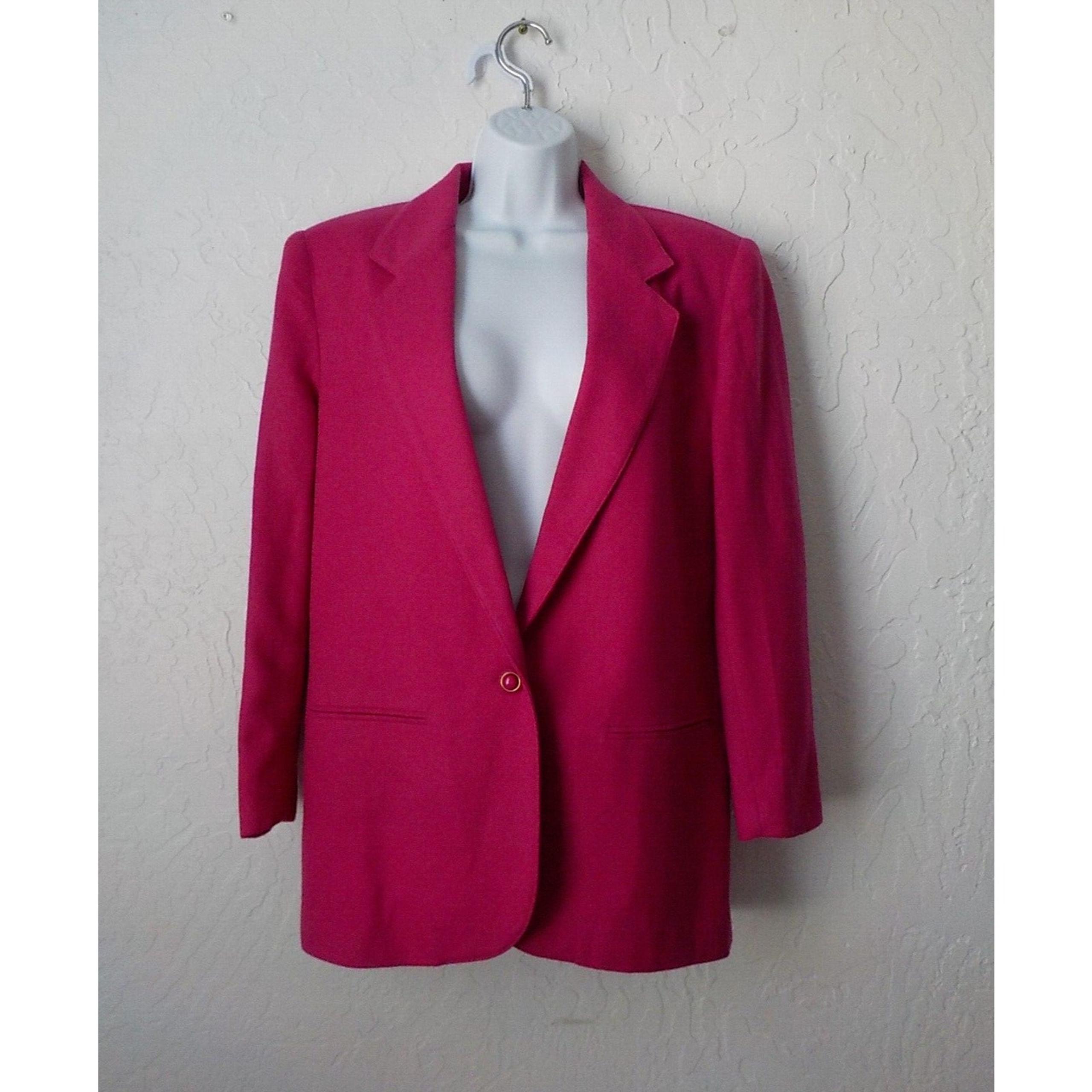 Vintage Fundamental Things Wool Pink Button Up Blazer Women size 8 Some FLAWS