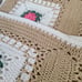 Handmade Knit Crochet Blanket 30x80 Granny Square Pink Flowers Flower