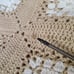 Handmade Knit Crochet Blanket 30x80 Granny Square Pink Flowers Flower