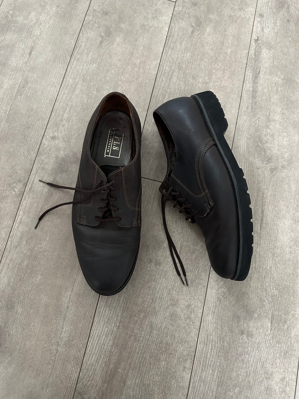 FLS Florsheim Men’s 9.5 Deep Brown Lace Up Leather Oxford Shoes Dress Shoes or C