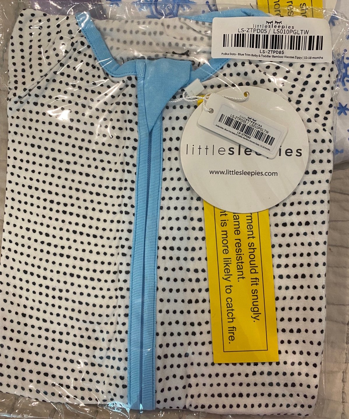 Little Sleepies Blue Polka Dot Zippie 12-18