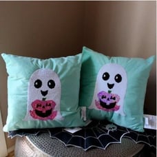 Halloween Ghost Pillow Reversible Sequin Set NWT