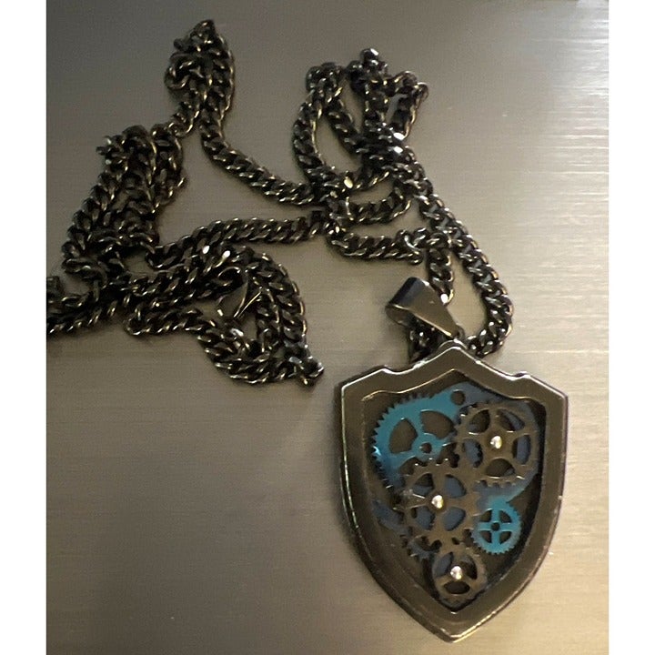 Macy's Men's Gear And Shield Pendant — 24”