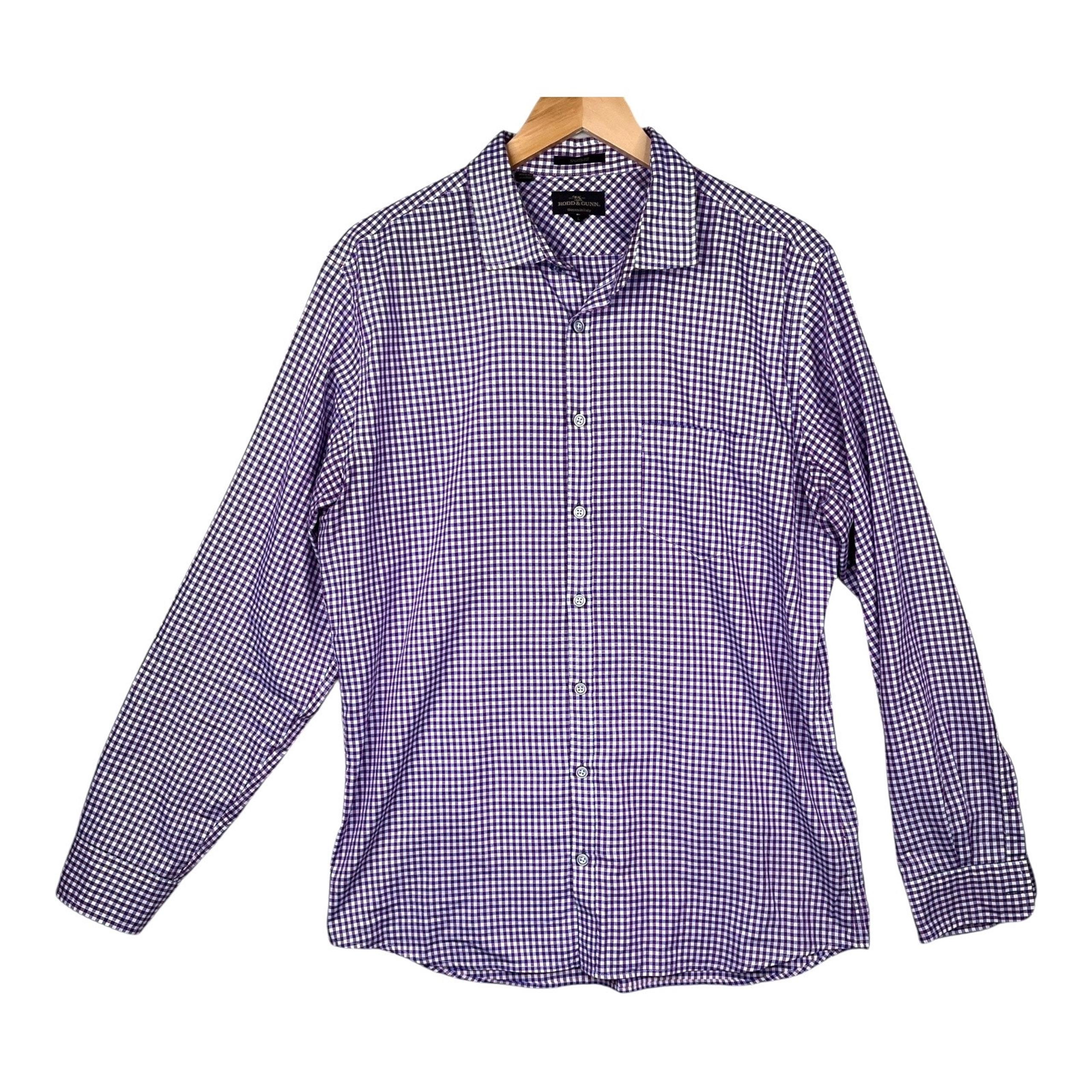 Rodd & Gunn Sports Fit men's size large purple check button down dress shirt
