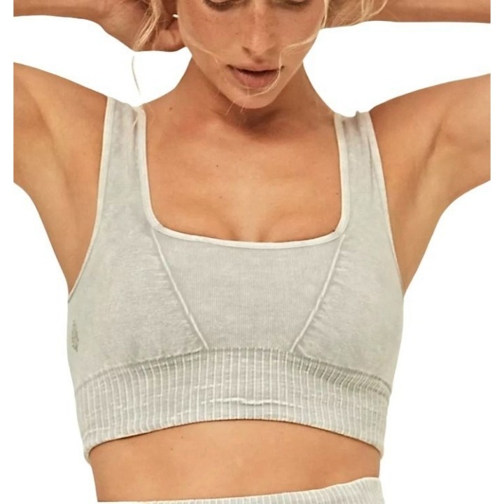 NEW FREE PEOPLE SQUARE NECK GOOD KARMA ICE GRAY BRA CROP TOP SZ: XS/S M/L NWOT