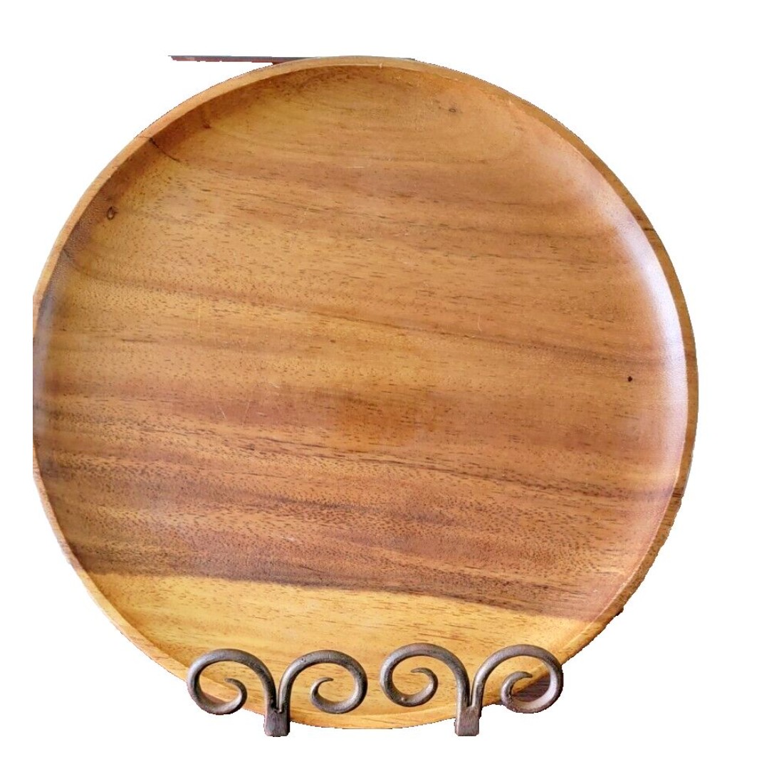 Set of 4 Vintage Monkeypod 10 Wood Plates Made In Philippines