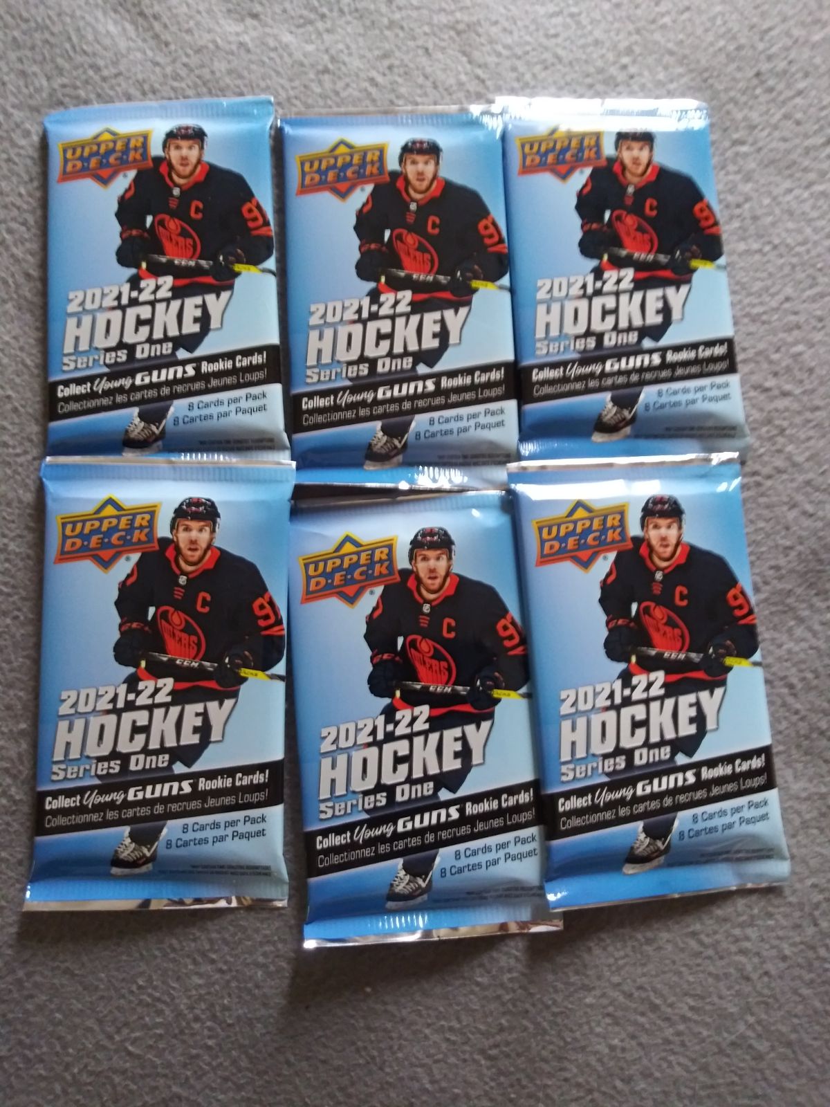 2021-22 Upper Deck Series 1 Hockey Blaster Box Packs x6