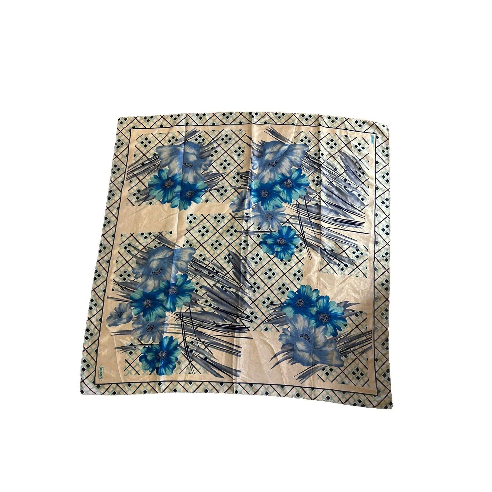 Gorgeous Flowers Pattern & Blue Color Women's Silk Scarf 21 /22 Ex.C