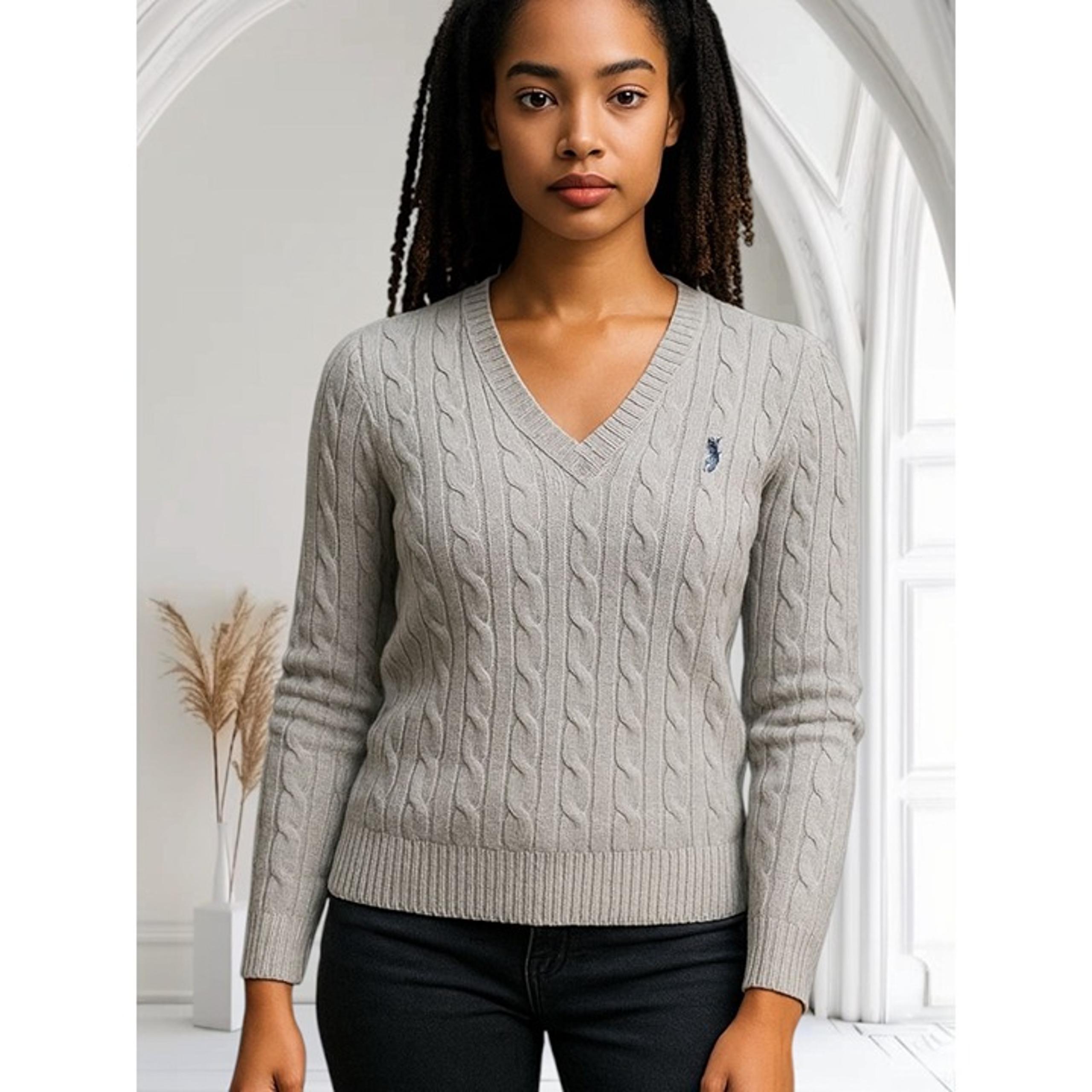 Polo Ralph Lauren Size M Women's 100% Cotton Cable Knit V-Neck Sweater Golf