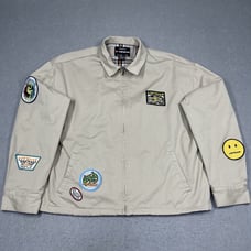 Airwalk x Forever 21 Jacket Mens Medium Beige Harrington Skater Patch Streetwear