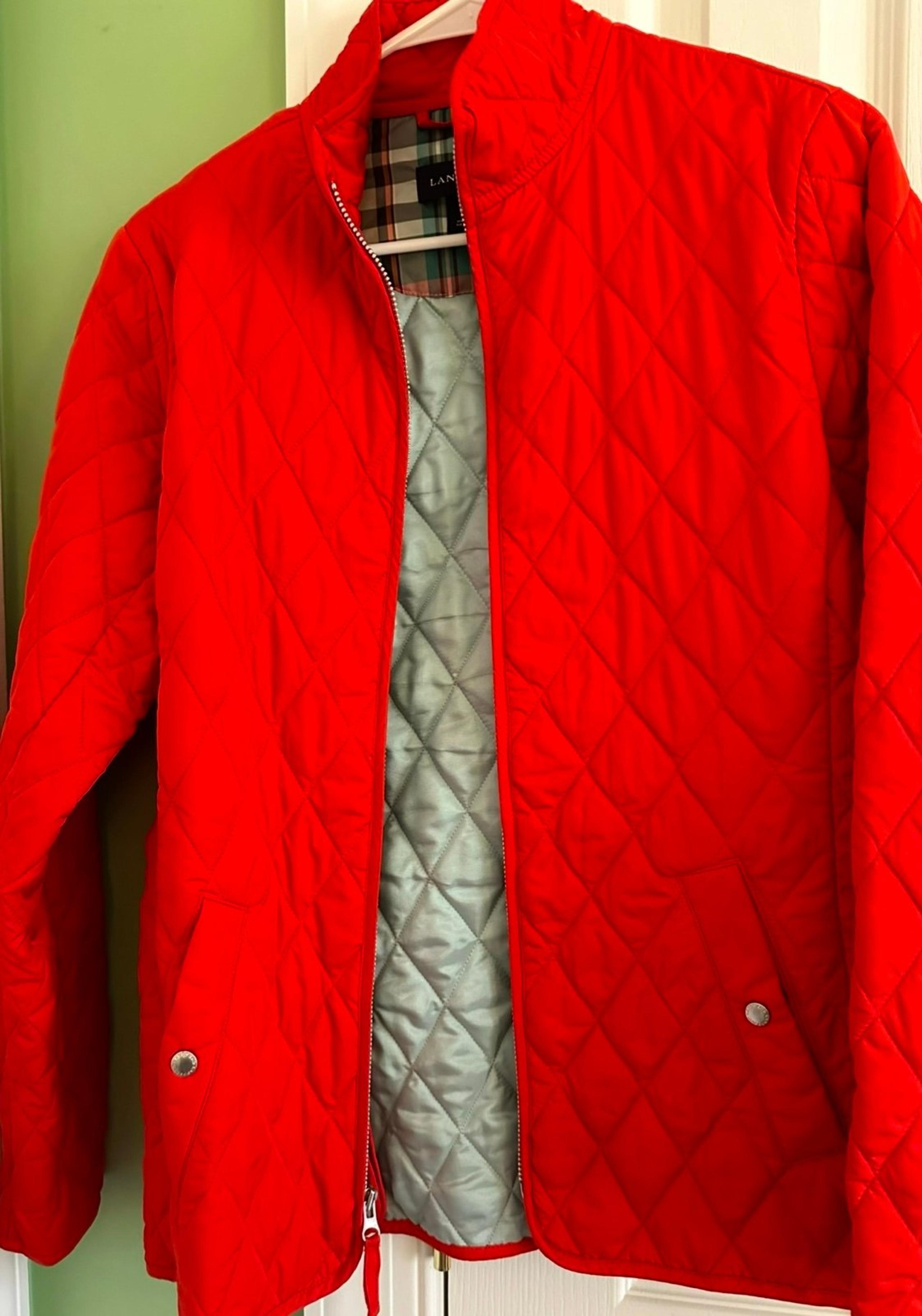 Land’s End quilted pea coat orange/red size xsmall