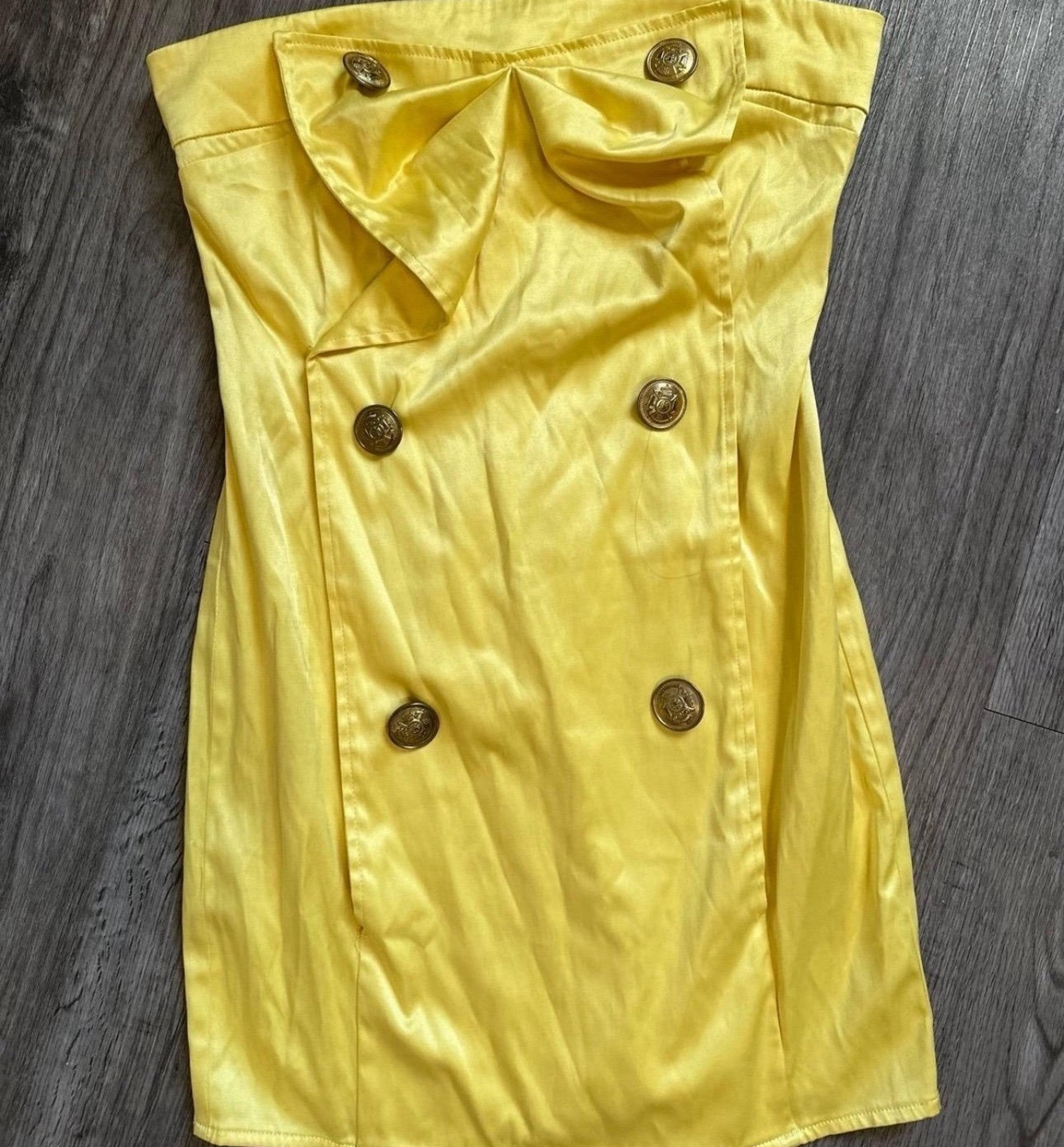 ARDEN B WOMEN YELLOW MINI DRESS BUTTONS DRESSY ELEGANT PARTY SMALL S