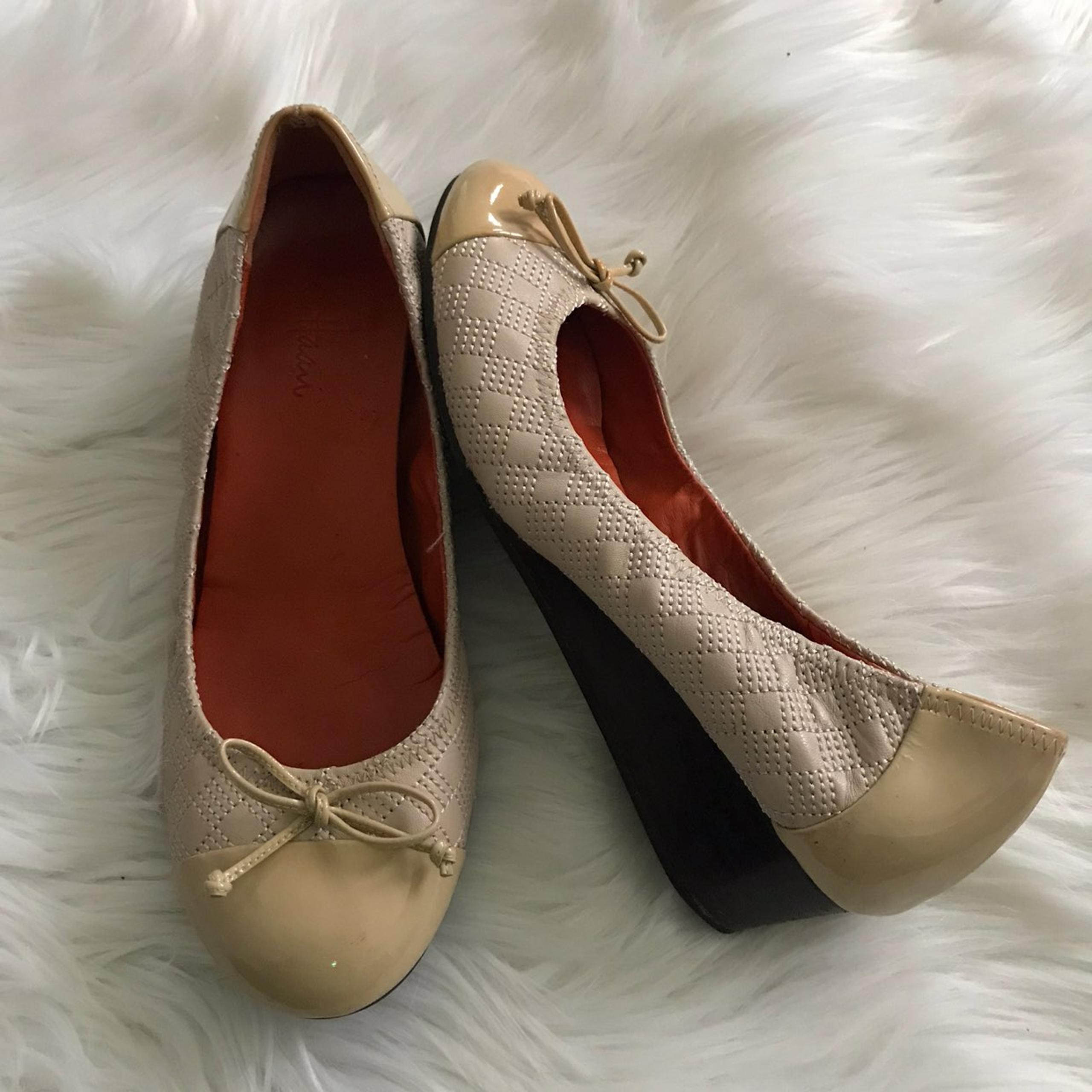 Cole Haan Beige Leather Patent Cap Toe