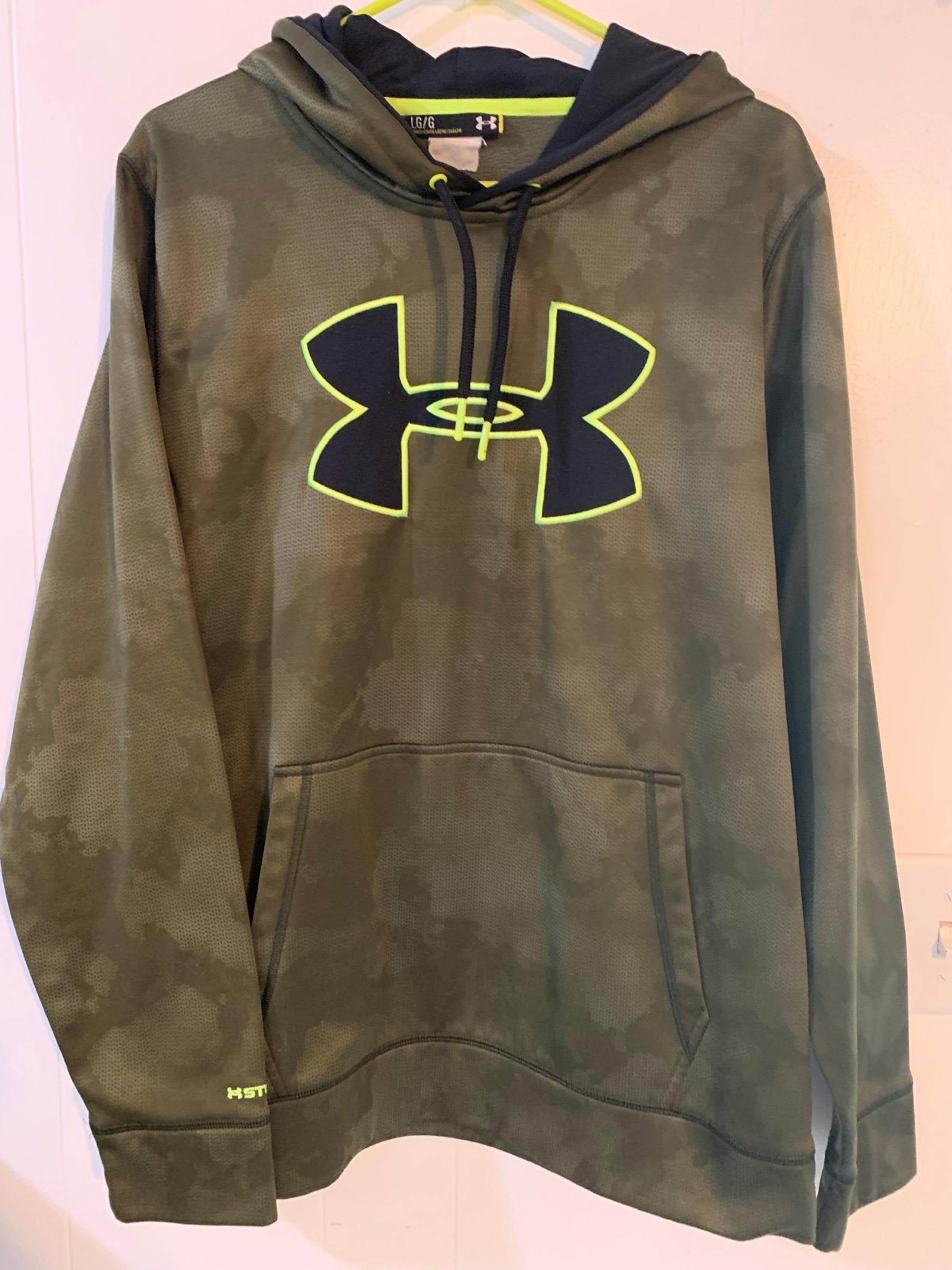 Underarmour hoodie, green camo , large size used but very good condition
