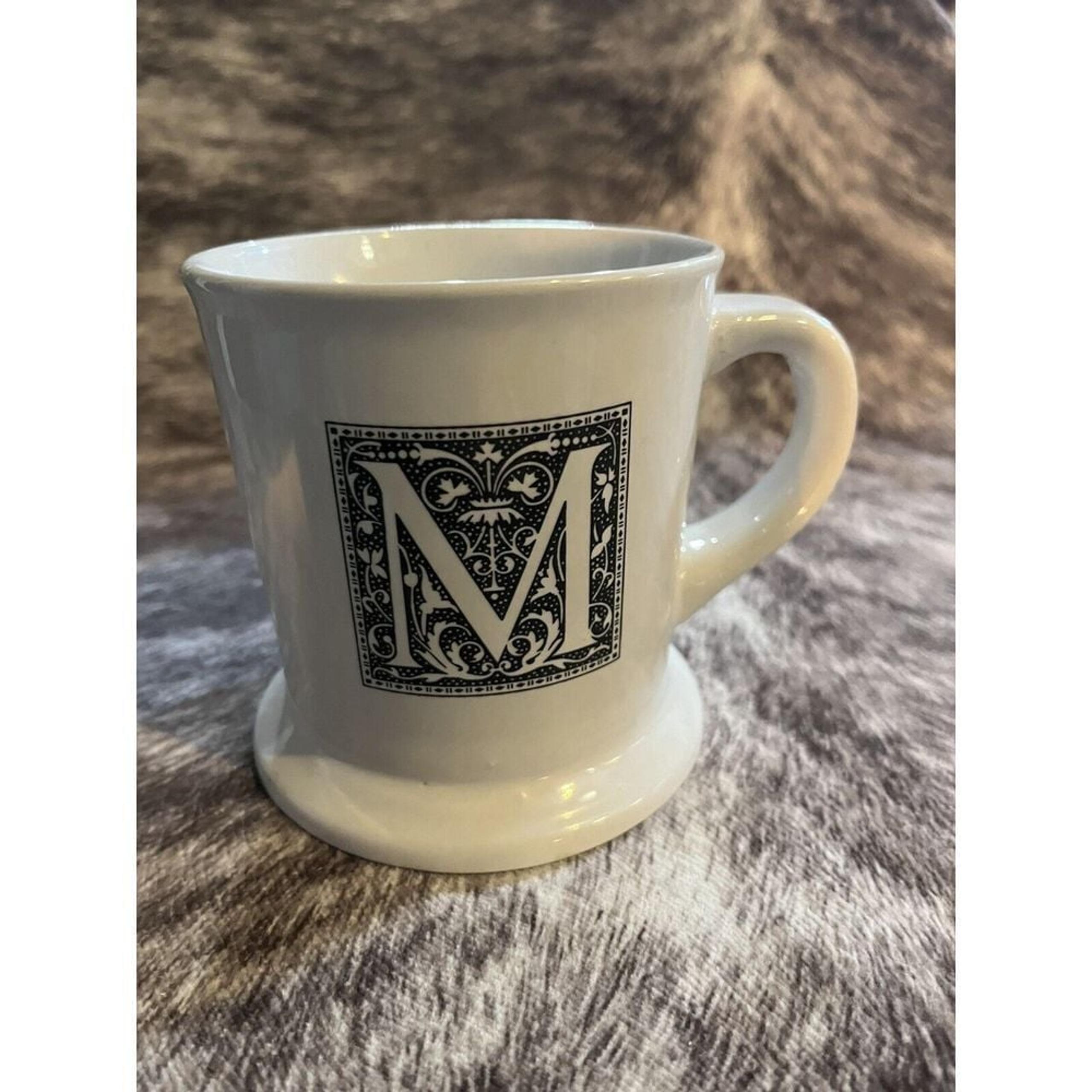 Monogram Letter "M" White/Black Coffee Mug by Housewares International (T115