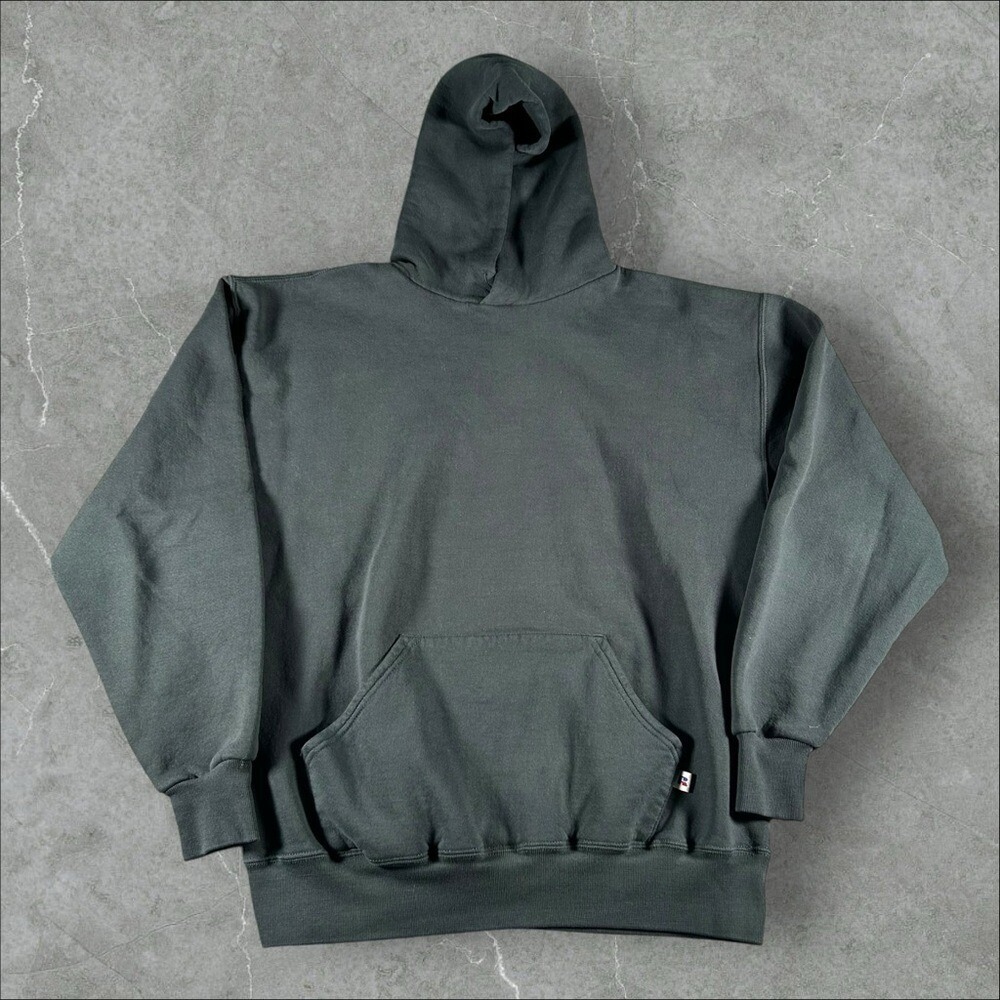Vintage Russell Athletic Hoodie Men Large Green Boxy Pullover Blank 90s USA Made