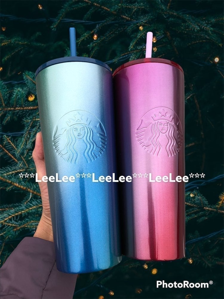 Starbucks SS Ombre Blue + Pink 2 cups