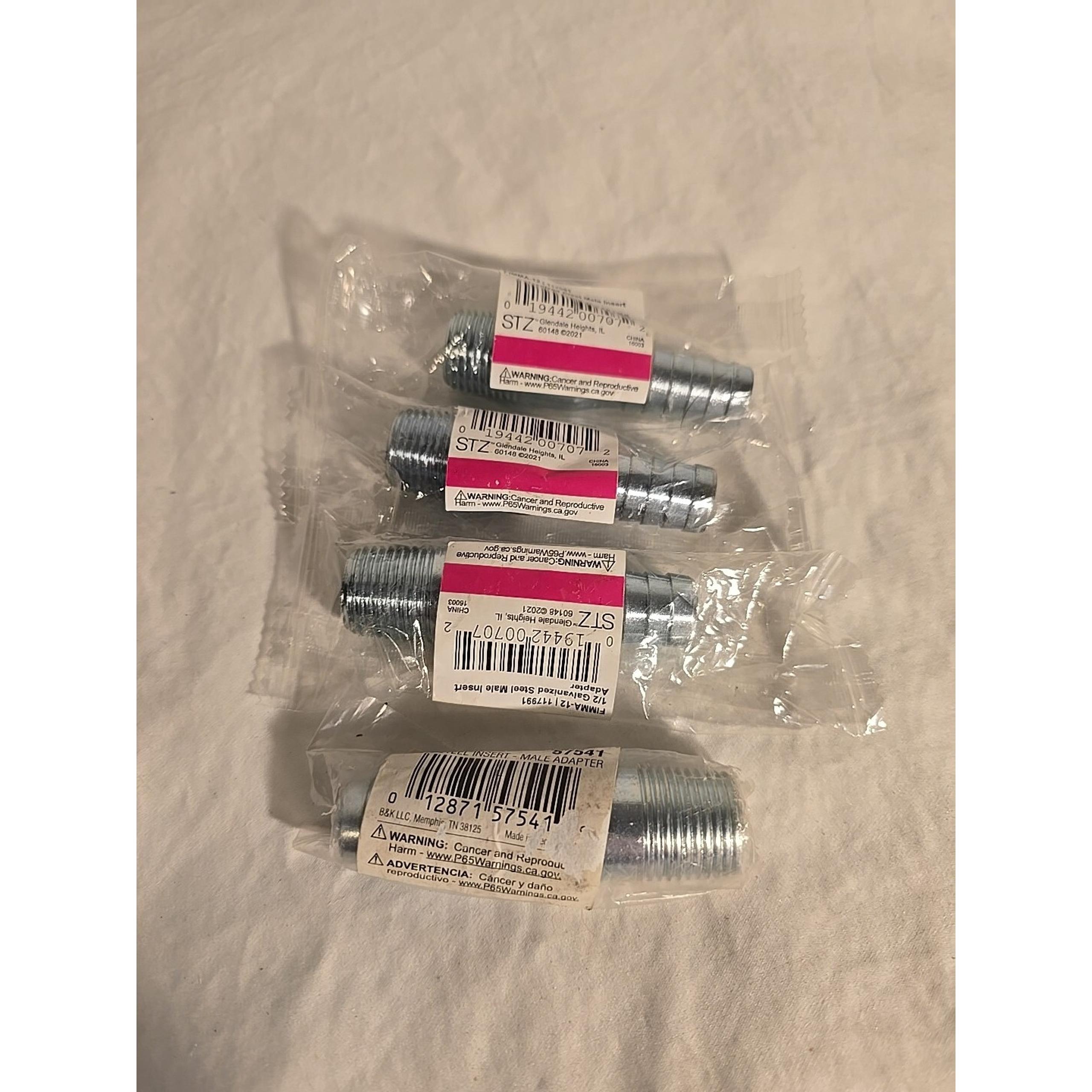 1/2 Inch Galvanized Steel Male Insert Adapter Lot of 4 (3 STZ, 1 B&K) NEW!