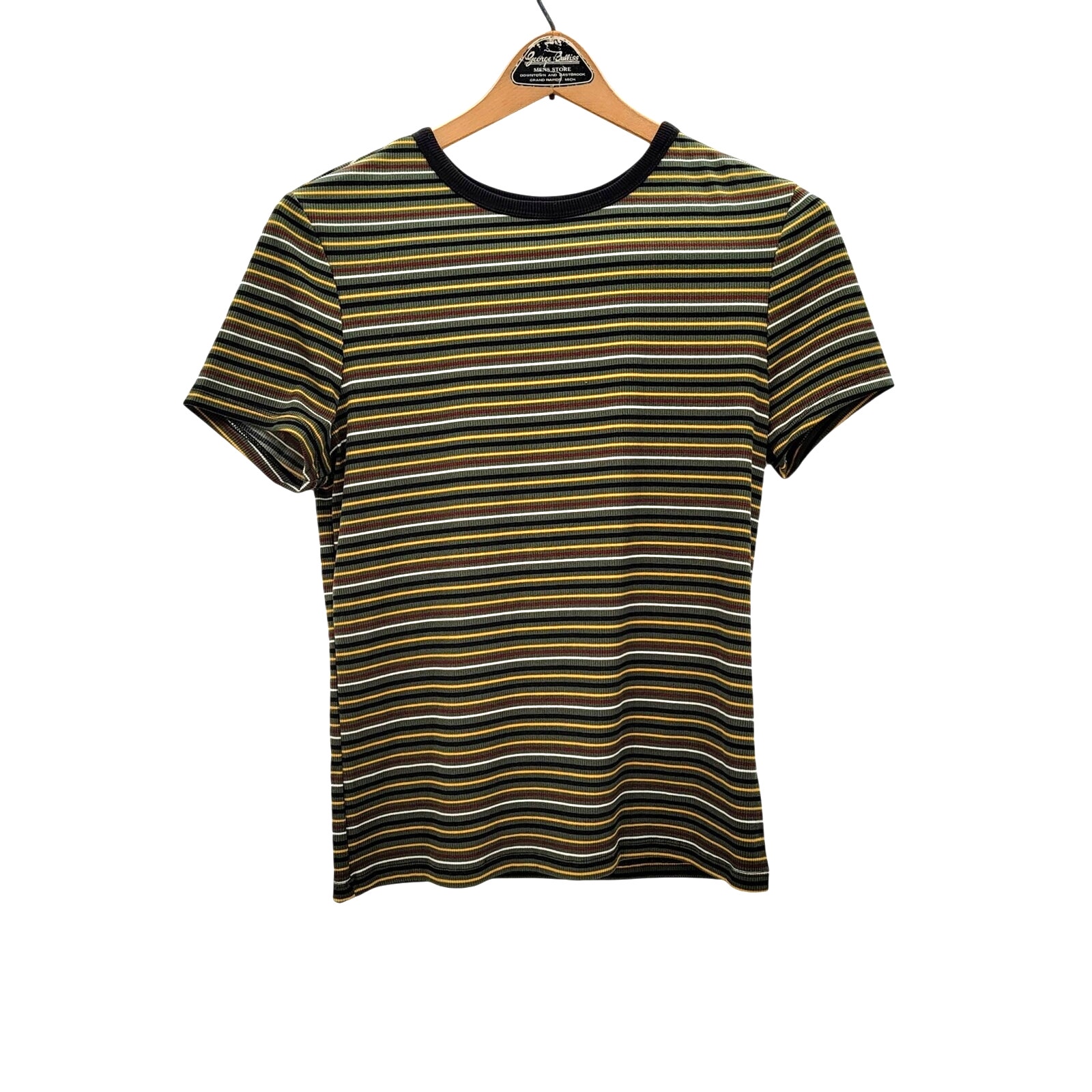 Y2K gothi Streetwear preppy Grunge Nostalgic Striped Ribbed Fitted babytee large