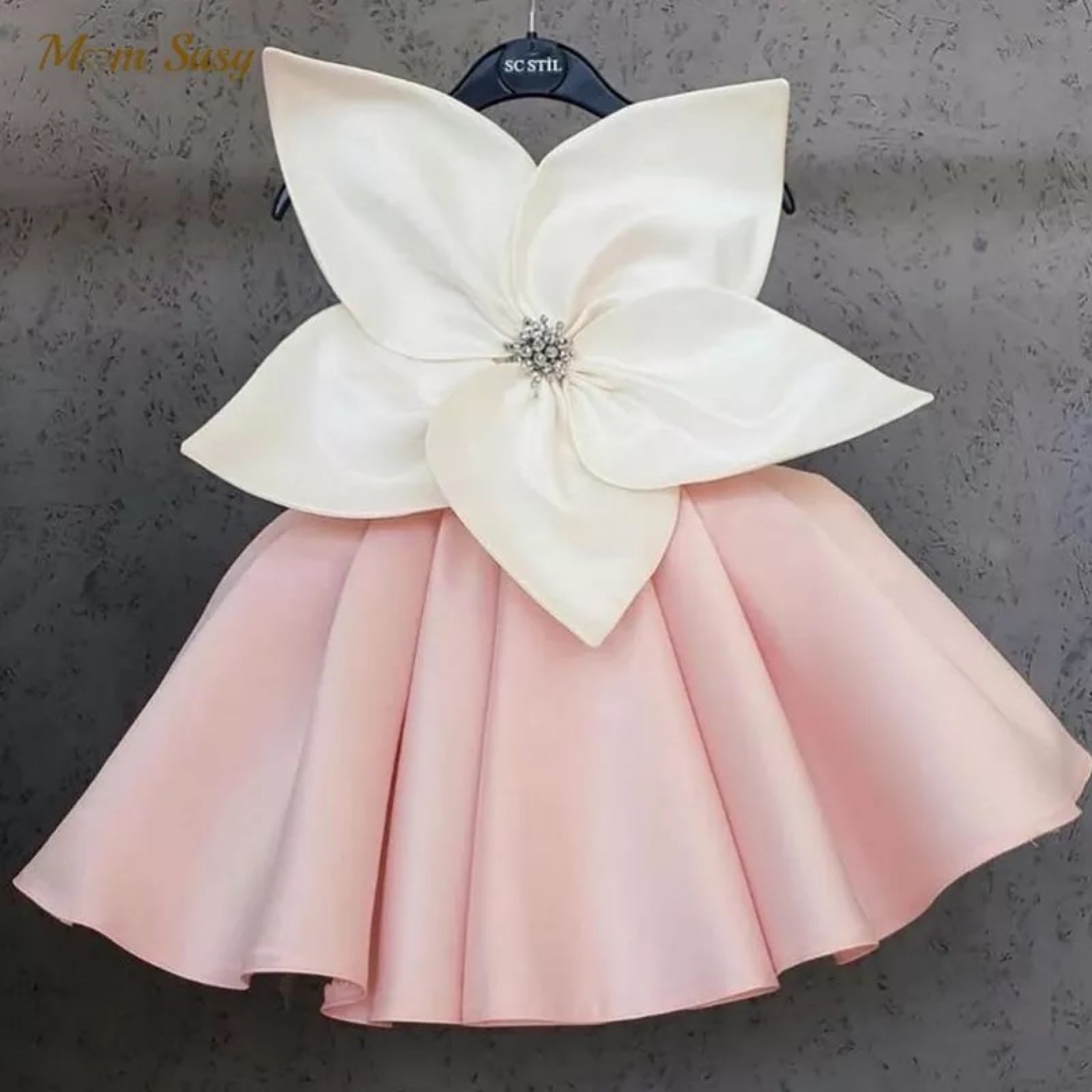 One of a kind Beautiful Satin Bib Neckline & Chiffon A-line Big Girls Flower Gir