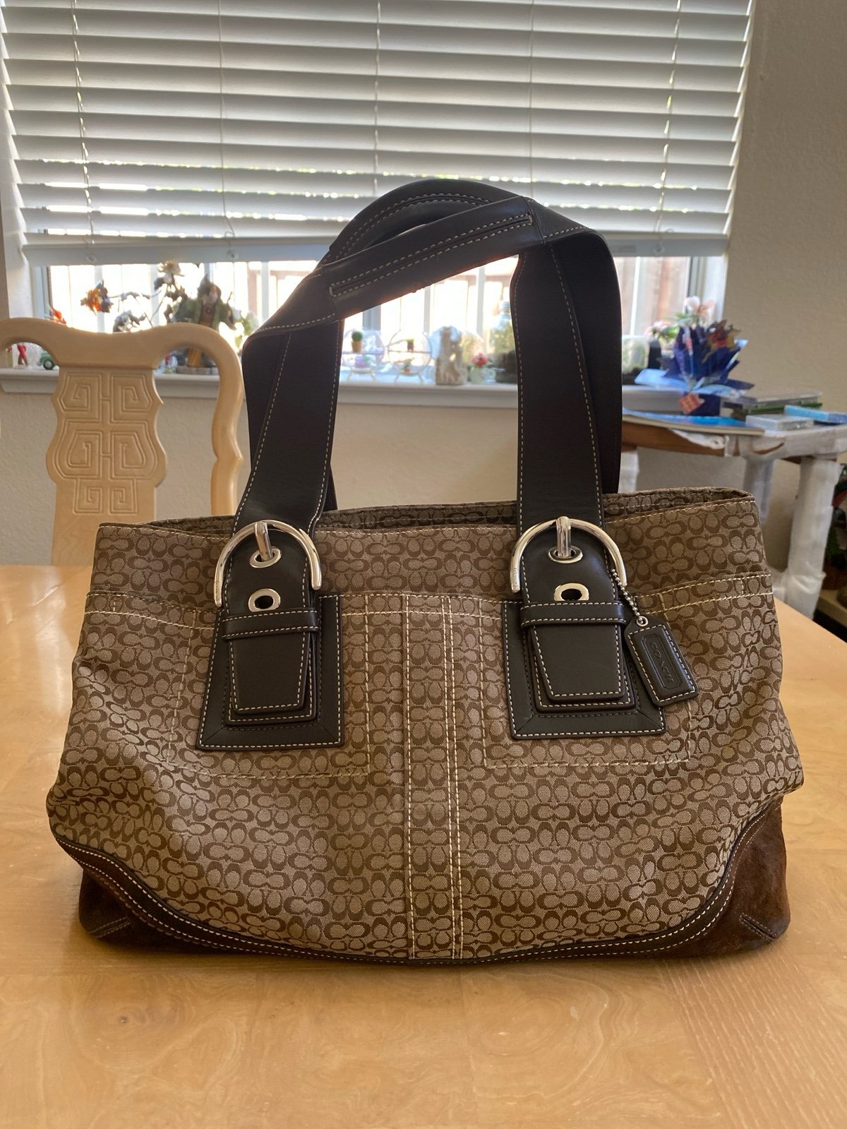 Vintage YKK Coach soho brown signature tote large bag