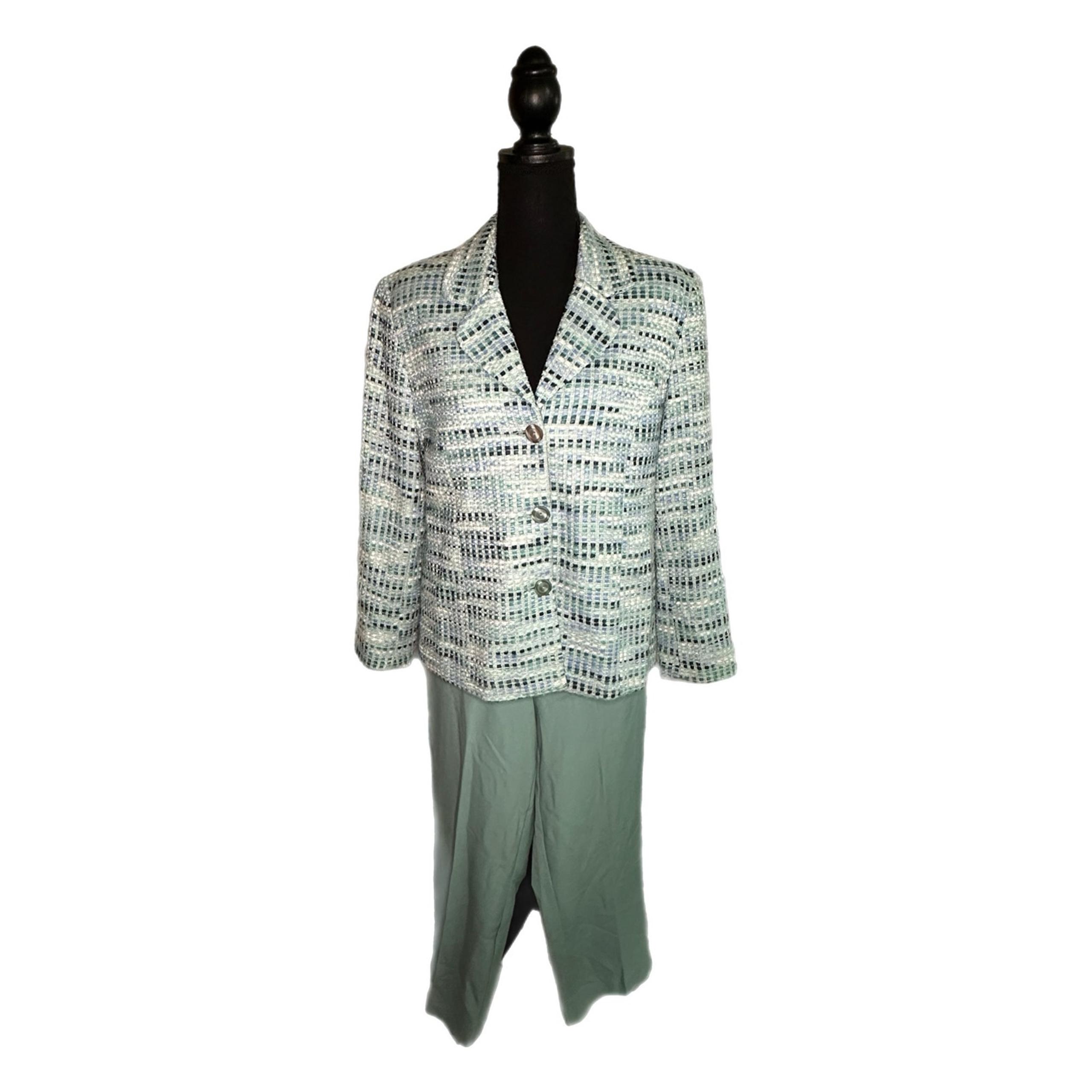 Alfred Dunner Women’s Teal Pant Suit, Size 12p, Pre-owned