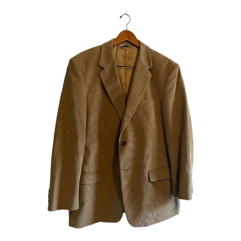 Joseph & Feiss Corduroy Blazer Men's Size 44L Brown Tan 2-Button Single Vented