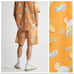 NWT. Zara Man Orange Printed © WES ROBINSON Shorts. Size L.