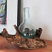Hand Blown Glass Vase on Gamal Wood Base