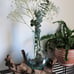 Hand Blown Glass Vase on Gamal Wood Base