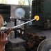 Hand Blown Glass Vase on Gamal Wood Base