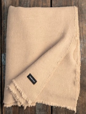 Nido Handcrafted Cotton Throw Blanket, Sand Yellow