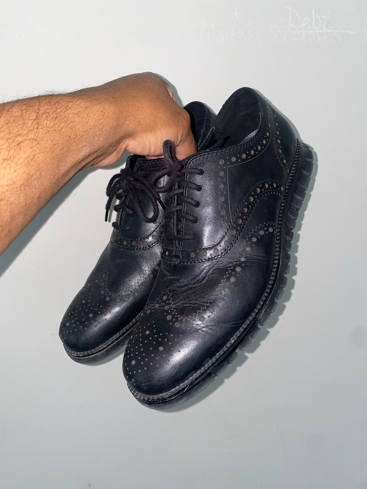 Cole Haan ZeroGrand Shoes Men's 11M Black Leather Wingtip Brogue Oxford Sneakers