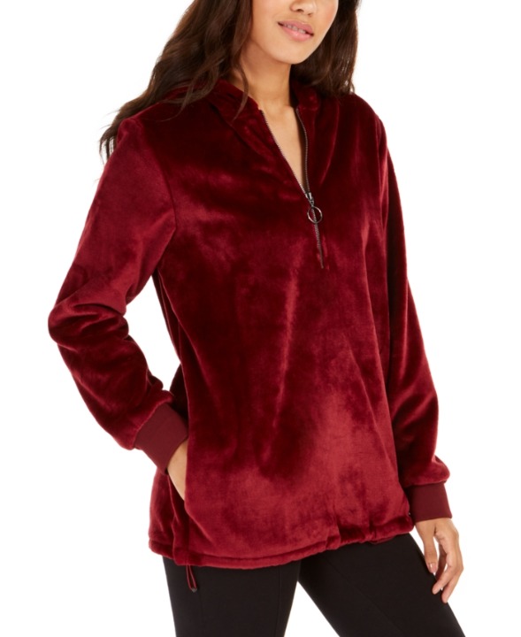 Ideology Faux-Fur Quarter-Zip Hoodie