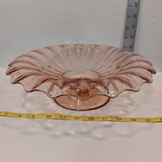 Vintage Heisey Laverne 11 1/2 Pink Depression Glass Footed Fruit Bowl