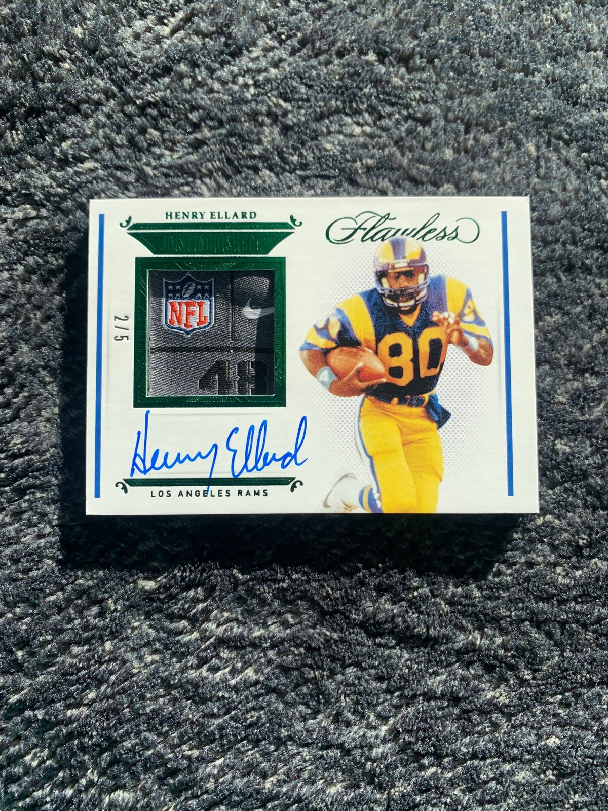 Henry Ellard Panini Flawless certified autograph football card jersey tag relic