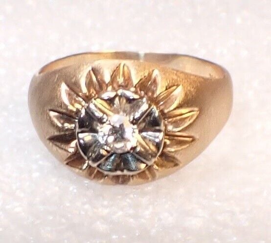 Man's Ring - 14 KT Yellow & White Gold - Size 10- 25 to 30 Point Diamond #1029B