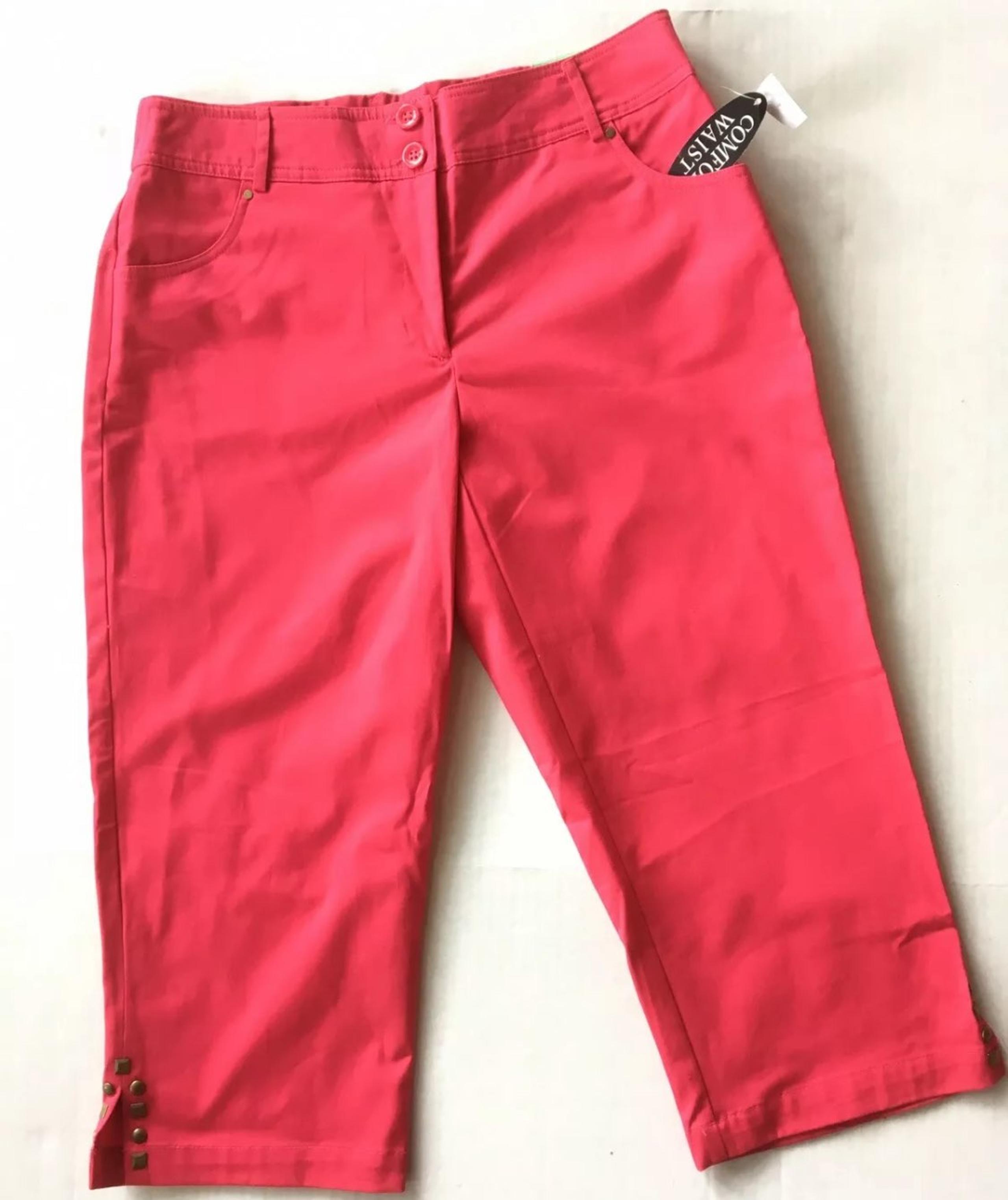 SAG HARBOR Cropped Capri Pants Pink Stretch Elastic Breathable Waist NWT 20W