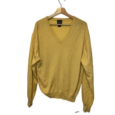 Jos. A. Bank 100 % Cashmere Yellow V-Neck Sweater Mens Large Soft Luxury Knit