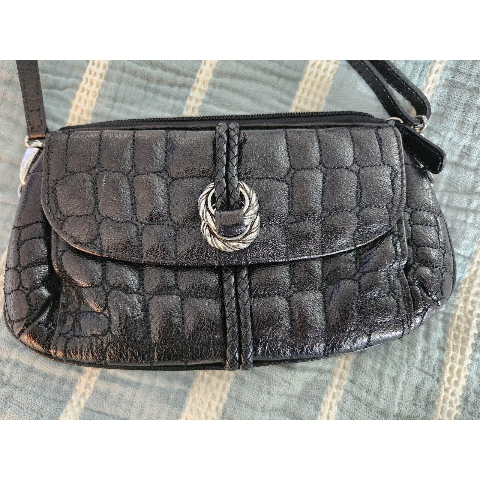 Brighton Black Leather Small Crossbody Purse