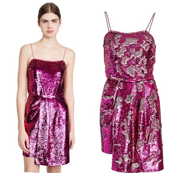 NWT 495 Derek Lam 10 Crosby Lani Reversible Sequin Draped Dress SZ-10
