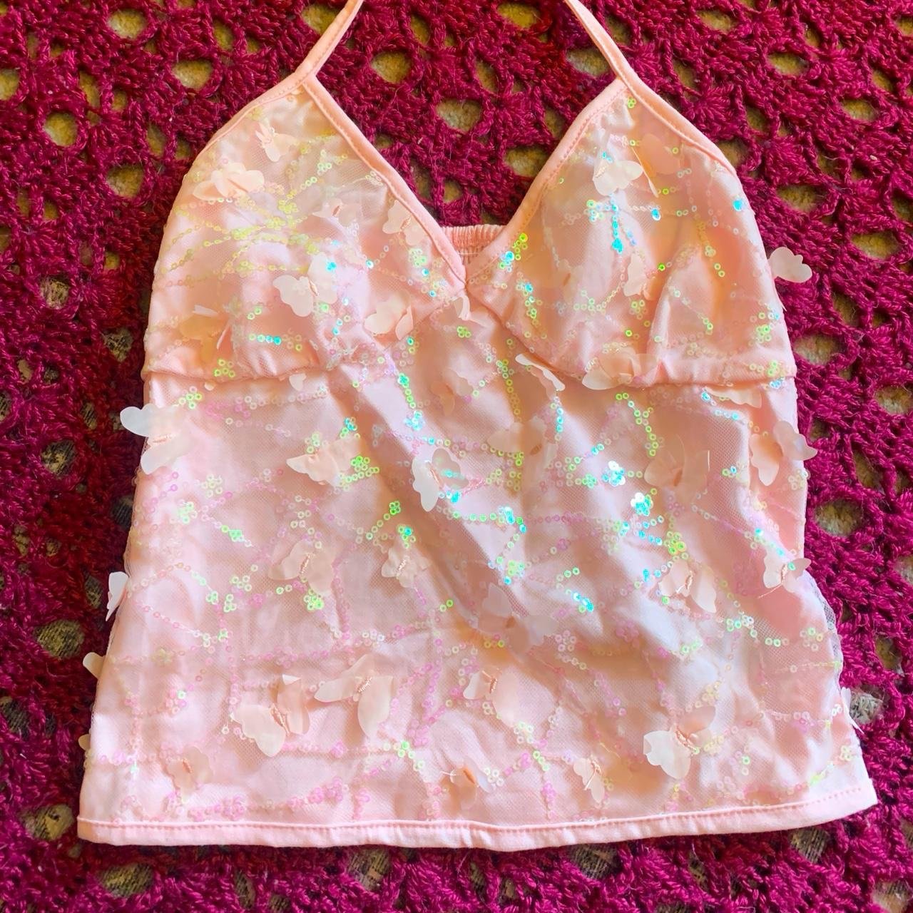 Y2k beaded sequin halter top