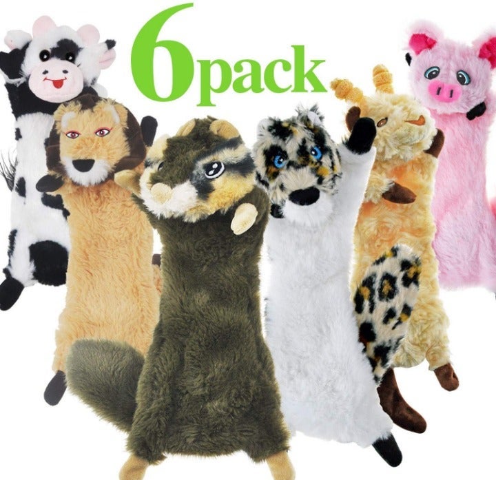 SHARLOVY 6-Pack Dog Squeaky Plush Toys