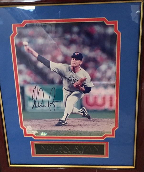 Nolan Ryan Autographed Mounted and Framed Litho Print